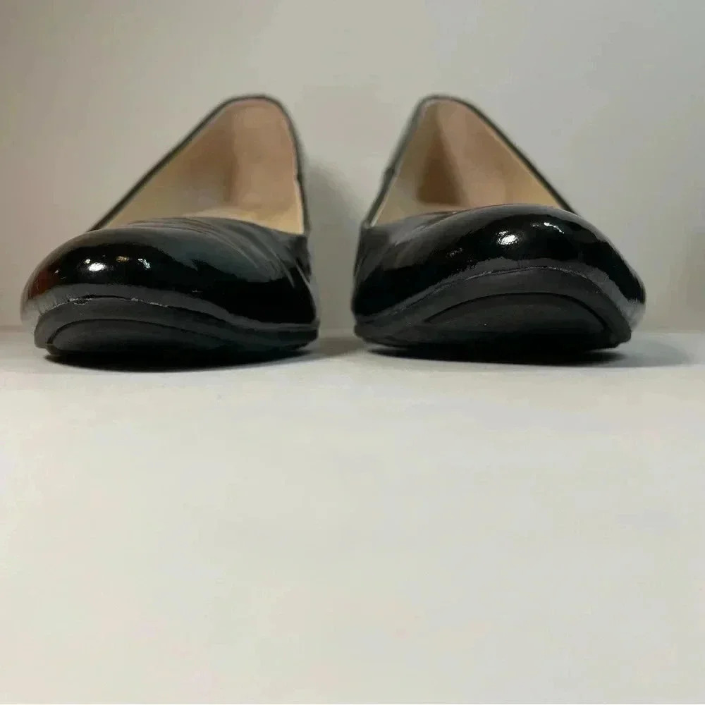 Cole Haan Tali Luxe Stacked Wedge Black Patent Leather Slip On Shoes Womens 7B - Picture 8 of 9